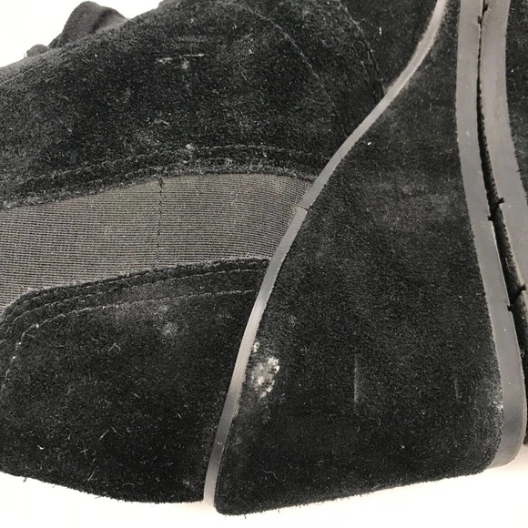 Franco Sarto Booties Size 8.5M Black Suede Armelle Ankle Lace Up Wedge - Picture 2 of 12